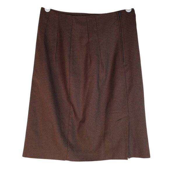 Inclinations Micro Houndstooth Pleated Back Zip Pencil Skirt Brown Tan Size 10 - Picture 4 of 12